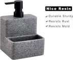 zccz Soap Dispenser with Sponge Holder, Liquid Hand and Dish Soap Dispenser Pump Bottle and Sponge Holder 2 in 1 for Kitchen Sink Bathroom Counter Storage and Organization Black Marble Look