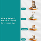 Navaris Twin Feeding Bowls for Small Pets - Durable Double Ceramic Bowl Set for Rabbits, Guinea Pigs - Ideal Food & Water for Kitten, Puppy - Space-Saving & Easy to Clean - Orange