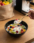 bUCLA 50 Pack Black Plastic Serving Bowls - 24oz Black Disposable Bowls for Dessert, Soup, Cereal, Salad & Fruit - Ideal for Wedding & Party