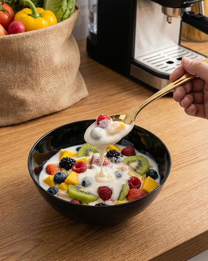 bUCLA 50 Pack Black Plastic Serving Bowls - 24oz Black Disposable Bowls for Dessert, Soup, Cereal, Salad & Fruit - Ideal for Wedding & Party