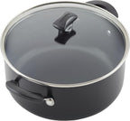 Farberware Cookstart DiamondMax Nonstick Cookware/Pots and Pans Set with Glass Lids, Dishwasher Safe, Includes Baking Pan and Kitchen Cooking Tools, 15 Piece - Black