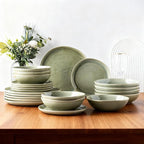AmorArc Ceramic Dinnerware Sets,Handmade Reactive Glaze Stoneware Plates and Bowls Sets,Highly Scratch Resistant | Dishwasher & Microwave Safe Dishes Set,Service for 6 (18pc)