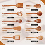 Wooden Spoons for Cooking, Wooden Utensils for Cooking Natural Teak Wooden Kitchen Utensils Set Comfort Grip(10 PCS SET GIFT BOX)