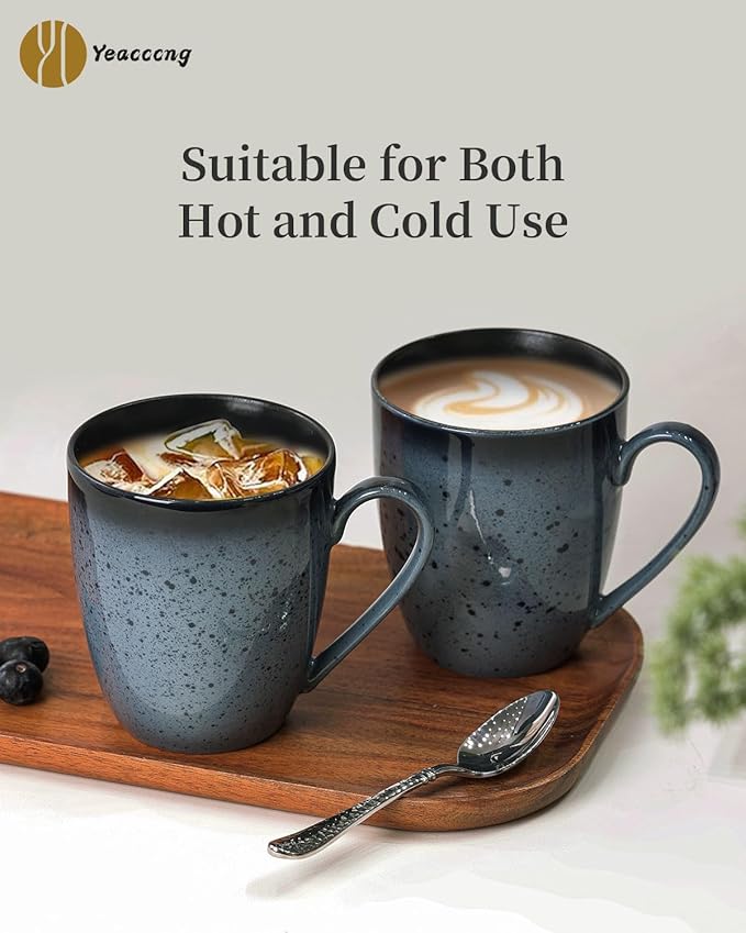 Yeacccng Modern Minimalist Coffee Mugs Set of 6, Cappuccino Cups Set, 16 Oz Unique Kiln-Changing Glaze Ceramic Latte Mugs for Coffee, Tea, Milk, Cocoa, Latte, Cappuccino, Dishwasher & Microwave Safe