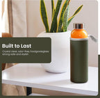 Epica glass bottles with lids – 18oz glass water bottles, reusable juice bottle with lids for storing juices, reusable water bottle durable & ecofriendly set of 6 with Sleeves