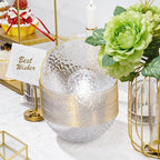 Tinybee 30 Pack Clear Plastic Bowls - Clear Disposable Bowls for Party with Gold Rim, 16-20oz Premium Hammered Bowls Disposable Heavy Duty, Plastic Salad Bowls for Milk Cereals, Snacks, Salads