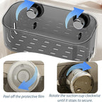Sponge Holder with Strong Suction Cup, Dish Sponge Caddy Inside Sink Removable,Kitchen Sink Caddy Organizer for Dish Cloth, Brush, Scrubber (black)
