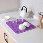 MicoYang Silicone Dish Drying Mat for Multiple Usage,Easy clean,Eco-friendly,Heat-resistant Silicone Mat for Kitchen Counter or Sink,Refrigerator or Drawer Liner Purple 2XL 24 inches x 18 inches