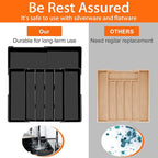 Large Kitchen Silverware Organizer - Expandable 17.2" x 17.9" Adjustable Drawer Tray, 4-7 Compartments for Maximum Storage, BPA-Free, Black,L