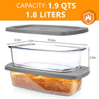 Glass Loaf Pans for Baking Bread with Lids - 1.9 Qt Glass Loaf Pan | Oven, Dishwasher, Fridge, Freezer & Microwave Safe, Bread Pan Suit for Lasagna, Meatloaf, Banana - 2Pcs