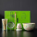 Matcha Set, Matcha Whisk Set Includes Hand-Drawn Matcha Bowl with Spout, Bamboo Whisk, Matcha Whisk Holder, Bamboo Scoop, Sifter - 5pcs Perfect Matcha Kit for Matcha Tea Ceremony