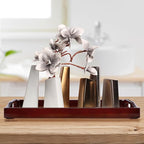 MDLUU Plastic Serving Tray, Ottoman Tray with Cutout Handles, Rectangle Butler Tray for Breakfast in Bed, Coffee Table Decor, Party (Red Brown)