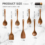 Wooden Spoons for Cooking, Nonstick Cooking Utensil Set with 7 Piece Acacia Wooden Spatulas and Spoons for Cooking, Terrific for Everyday Kitchen Tasks