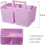 rejomiik Portable Shower Caddy Basket Plastic Cleaning Caddy Organizer Storage Tote with Handle for Bathroom, College, Dorm Room Essentials, Light Purple
