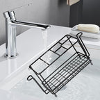Carbon Steel Toothbrush Holders for Bathrooms, Electric Tooth Brush Holder and Toothpaste Organizer with Cup Holder Bathroom Accessories for Countertop, Shower, Sink - Black