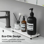 Razborci Instant Dry Sink Caddy Kitchen Sink Organizer, Quick Drying Diatomaceous Earth Stone Sink Tray Sponge Holder Soap Dish, Bathroom Countertop Vanity Dispenser Toothbrush Bottle, White, 10" x 4"
