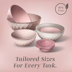COOK WITH COLOR Mixing Bowls with Lids - 12 Piece Plastic Nesting Bowls Set includes 6 Prep Bowls and 6 Lids, Microwave Safe Mixing Bowl Set, Pink Diamond