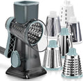 KEOUKE Rotary Cheese Grater Pro 6 in 1 - Shredder Crinkle Slicer Grinder Ice Shaver, Stable Suction, Time-saving Easy Use & Clean, Safe Morden Kitchen Tool for Cheese, Vegetable, Nuts, Chocolate