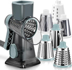 KEOUKE Rotary Cheese Grater Pro 6 in 1 - Shredder Crinkle Slicer Grinder Ice Shaver, Stable Suction, Time-saving Easy Use & Clean, Safe Morden Kitchen Tool for Cheese, Vegetable, Nuts, Chocolate