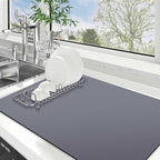 WISELIFE Dish Drying Mat Super Absorbent Drying Mat Large Dish Drying Mats for Kitchen Counter Easy Clean Dish Mat Kitchen Drying Mat18"x 28" Classic Grey