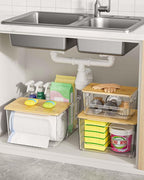 iCASA Trash Bag Dispenser Holder - 3 in 1 Acrylic Plastic Garbage Bag Pantry Organizer, Clear Large Laundry Pods Container with Lid, Stackable Under Sink Kitchen Laundry Room Organization and Storage