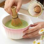 Matcha Whisk set, Matcha Set with Daisy Matcha Bowl & Mushroom Whisk Holder, Complete Matcha Kit with Whisk, Sifter, Chashaku, 5 Pcs Bamboo Tea Mat, Ideal Gift for Matcha Lovers, Pink