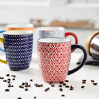 Selamica 16 oz Porcelain Coffee Mugs Set of 6, Coffee Cups Ceramic With Handle, Dishwasher, Oven, Microwave Safe, Assorted Colors | Coffee Cups, With Handle, Dishwasher, Oven, Microwave Safe