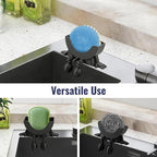 Cute Hanging Sponge Holder with Drainage, 3D Printed Sponge Holder, Funny Sponge Stand for Kitchen Sink, Keeps Your Sponge Dry & Smiling, No sponge ﻿ (Black)