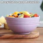 Unbreakable Wheat Straw Cereal Bowls Set of 4, 24 OZ Microwave and Dishwasher Safe Lightweight Soup and Salad Bowl Sets, Reusable Dessert Bowls for Rice, Pasta, Snack, Fruit, BPA Free (Purple)