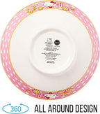Silver Buffalo Sanrio Hello Kitty Pink and Gold Japanese Pattern with Flowers Ceramic Ramen Noodle Rice Bowl with Chopsticks, Microwave Safe, 30 Ounces