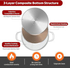 SUNHOUSE Stainless Steel Stock Pot - 12 Quart Heavy-Duty Induction Cooking Pot with Visible Lid for Pasta, Soup, Spaghetti - Nonstick Thick-Bottom Deep Stockpot for Canning, Boiling, and Simmering