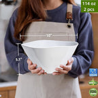 Qxbekmor 10" Salad Bowls, 114 oz. Unbreakable Plastic Serving Bowls for Salads, Fruits, Entertaining, Dinner Parties, Microwave & Dishwasher Safe, BPA-free, Set of 2