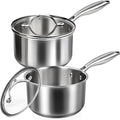 Stainless Steel Saucepan Set with Lids 1.5QT & 2.2QT, Tri-Ply Stainless Steel Sauce Pot Set, Induction Saucepans, 4 Pcs Nonstick Saucepans Cookware Set, Dishwasher Safe