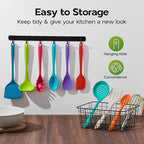 Onader Silicone Kitchen Utensils, Non Toxic Cooking Utensils Set for Nonstick Cookware, Kitchen Gadgets Tools Set of 10 - Colorful