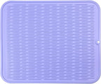 MicoYang Silicone Dish Drying Mat for Multiple Usage,Easy clean,Eco-friendly,Heat-resistant Silicone Mat for Kitchen Counter or Sink,Refrigerator or Drawer Liner Light Purple XL 18 inches x 16 inches
