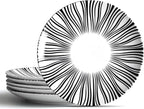 6" Appetizer Plates Set of 6, Black and White Striped Ceramic Dessert Plates, Zebra Pattern Dinner Plates Set for Salad Sandwiches, Minimalist Porcelain Dish Set, Microwave & Dishwasher Safe