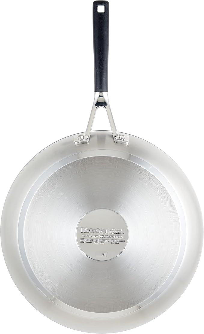 KitchenAid 71025 Stainless Steel Frying Pan/Skillet, 12 Inch - Brushed Stainless Steel