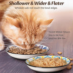 WROSWT Non-Slip Cat Bowl,Ceramic Cat Food Bowls with Silicone Bottom, Anti-Whisker Fatigue Cats Dishes Set, Shallow & Wide Kitten Plates for Food and Water, 4 Pack