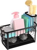 Kitchen Sink Organizer Rack,2-Tier Sink Caddy with Holder for Pot Brush,Oval Sink Organizer for Sponge