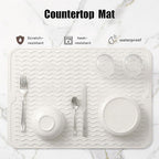 MicoYang Silicone Dish Drying Mat for Multiple Usage,Easy clean,Eco-friendly,Heat-resistant Silicone Mat for Kitchen Counter or Sink,Refrigerator or drawer liner White L 16 inches x 12 inches