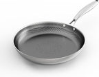 COOKER KING 12-Inch Stainless Steel Pan, Hybrid Nonstick Frying Pan, Skillet, 3-Ply Clad Cookware, Even Heat Distribution, Dishwasher & Oven Safe, with Stay-Cool Handle, Induction Compatible