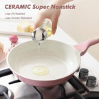 SENSARTE Nonstick Ceramic Frying Pan 12.5-Inch, Healthy Non Toxic Skillet, Induction Omelet Pan with Heat Resistant Handle, PFAS-Free, Pink