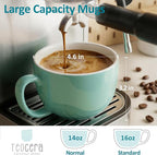 Teocera 16oz Large Coffee Mugs Set of 4 - Thick Mint Green Porcelain Cups for Cappuccino, Latte, Tea & Hot Chocolate - Dishwasher Safe Ceramic with Comfort Grip Handles