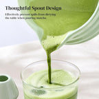 DOWAN Matcha Whisk Set, 7 Pcs Matcha Set Includes Bowl with Spout, Whisk and Holder, Bamboo Scoop and Holder, Sifter and Tea Towel - Matcha Kit Gift for Lovers Beginners (Green)
