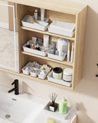 25 PCS Plastic Drawer Organizers Set, 4-Sizes Vanity and Makeup Organizer, Desk and bathroom Drawer Organizer Trays, Organizers and Storage for Makeup, Jewelry, Gadgets, Utensils (White)