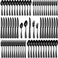 60 Piece Black Silverware Set, Stainless Steel Flatware Set for 12 Food Grade Cutlery Utensil Set Include Knife Fork Spoon Mirror Polished Dishwasher Safe