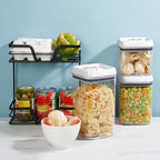 Felli Flip Tite Acrylic Food Storage Container with Lid 6” XL Air Tight Ring Seal Flip Lock, Plastic Kitchen Baking Canister for 5 lb Flour Sugar Rice Protein Powder Pantry Organizer (Nest-L White)