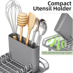 TOOLF Small Dish Drying Rack, Mini Expandable Compact Dish Rack, Slim Extendable Stainless Steel Dish Drainer for Kitchen Plate Storage, Space Saving Dish Strainer in Sink or on Home Countertop, Gray