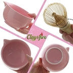 Clay&Fire Matcha Whisk Set, 9 pcs Ceramic Matcha Set, Gifts for Women,Matcha Bowl with Spout and Whisk, Matcha Kit for Matcha Lovers, Gift Mother's Day, Birthday, Anniversary