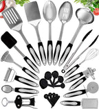 Home Hero Stainless Steel Kitchen Utensils Set - Heat-Resistant Silicone & Nonstick Tools - Durable Stainless Steel Kitchen Gadgets - Complete Kit Measuring Cups & Spoons - 41-Piece Set